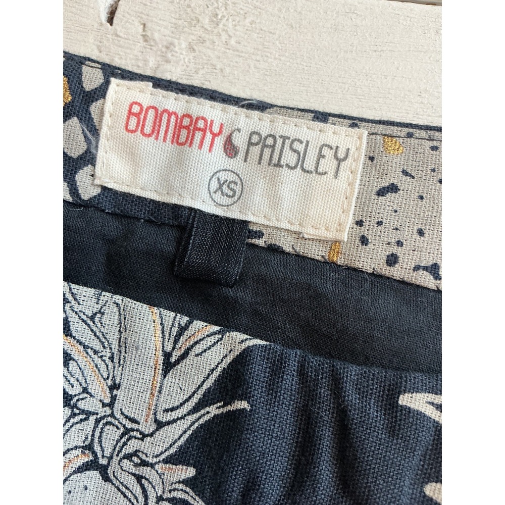 Bombay Paisley Navy Blue Pineapple Print Cotton Linen Shift Dress XS - Picture 4 of 8